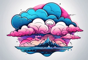 Blue and Pink Clouds tattoo idea