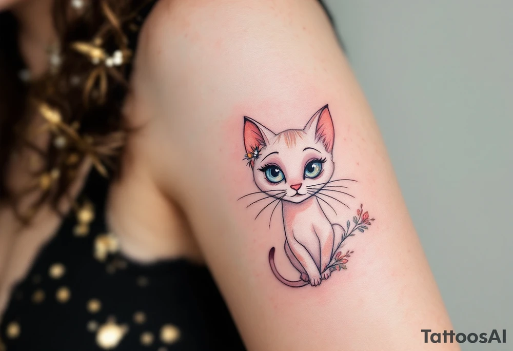 A delicate pastel tattoo of Marie from The Aristocats adds a touch of feline elegance. tattoo idea