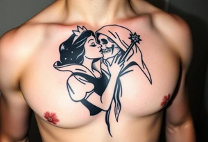 Snow White kiss of death kissing grim reaper tattoo idea