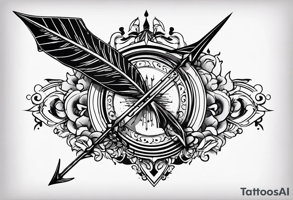 an arrow with only one drip of blood on the tip of it simple line art tattoo idea