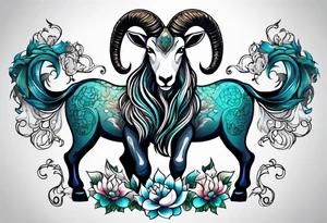 zodiac goat standing in two legs tattoo idea