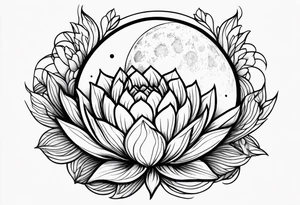 Moon and flower lotos tattoo idea