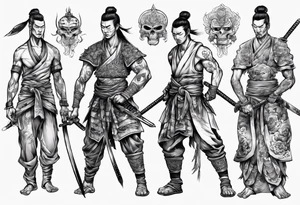 handsome Asian warrior who is also a death tattoo idea