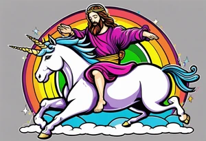 Jesus playing leapfrog with a unicorn tattoo idea