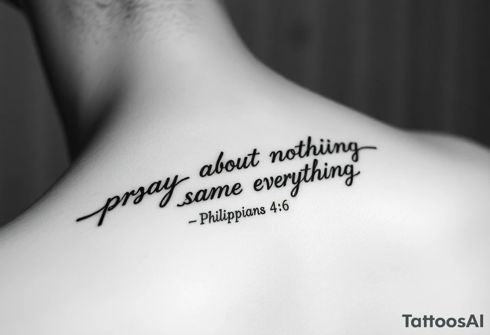 philippians 4:6 “worry about nothing, pray about everything” make this into a graphic type of tattoo with no words just meaning. tattoo idea