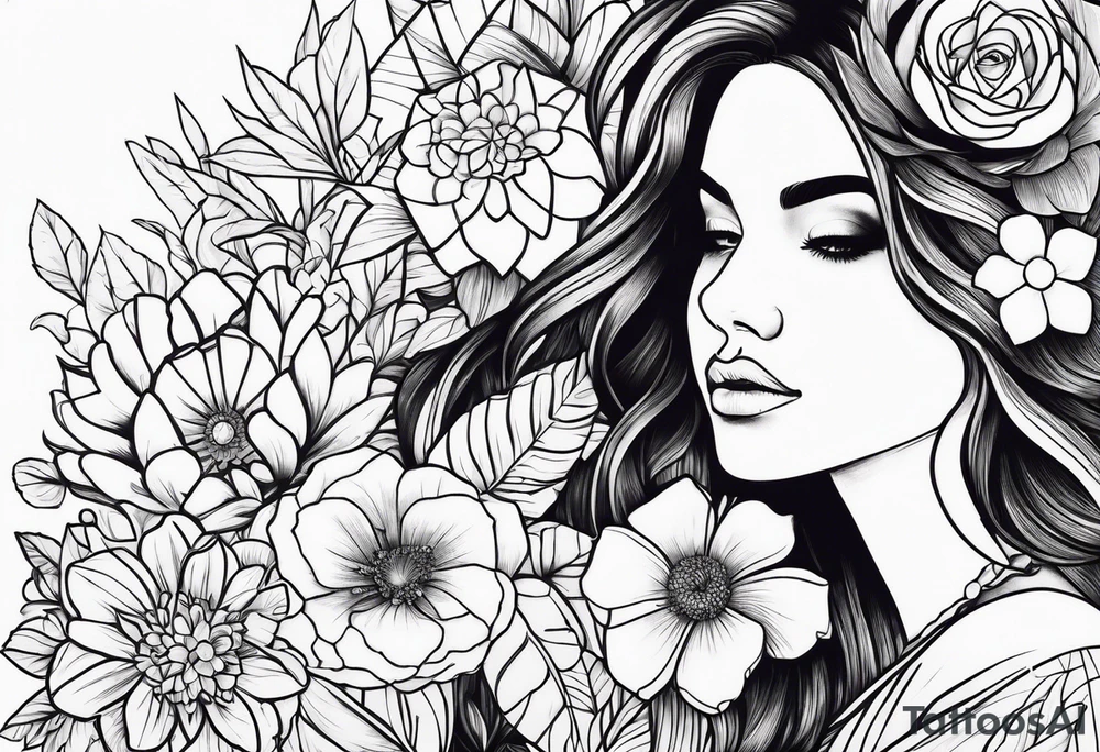flowers and type KATE tattoo idea