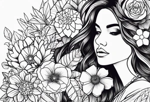 flowers and type KATE tattoo idea