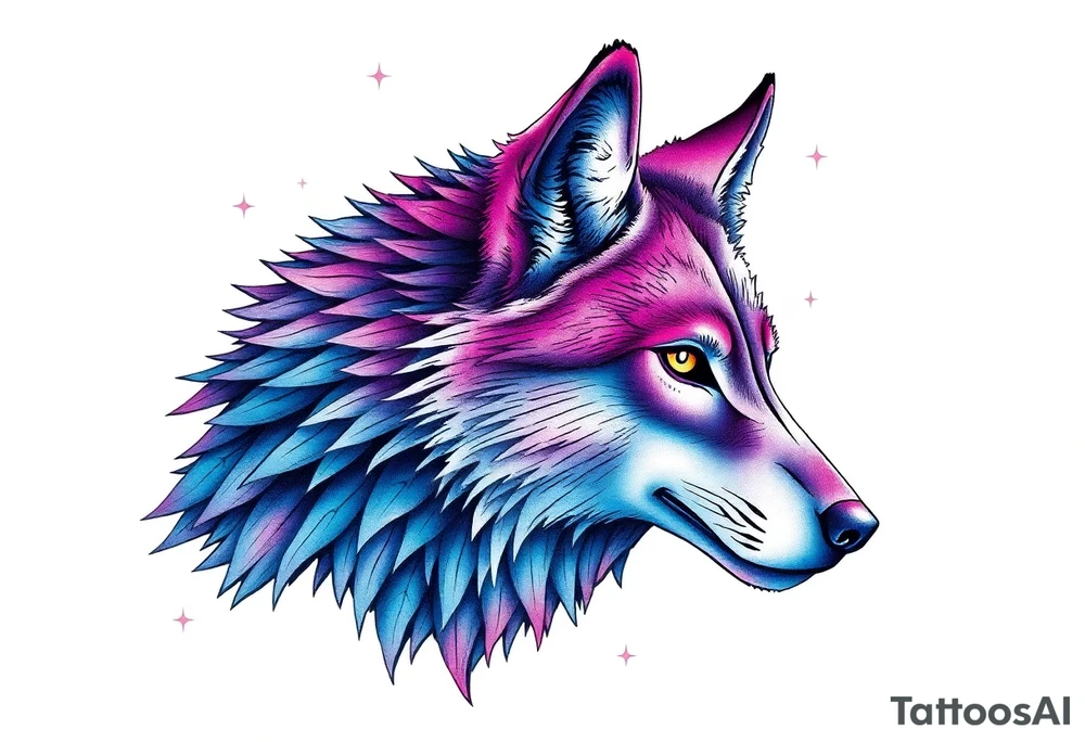 Aurora wolf tattoo idea