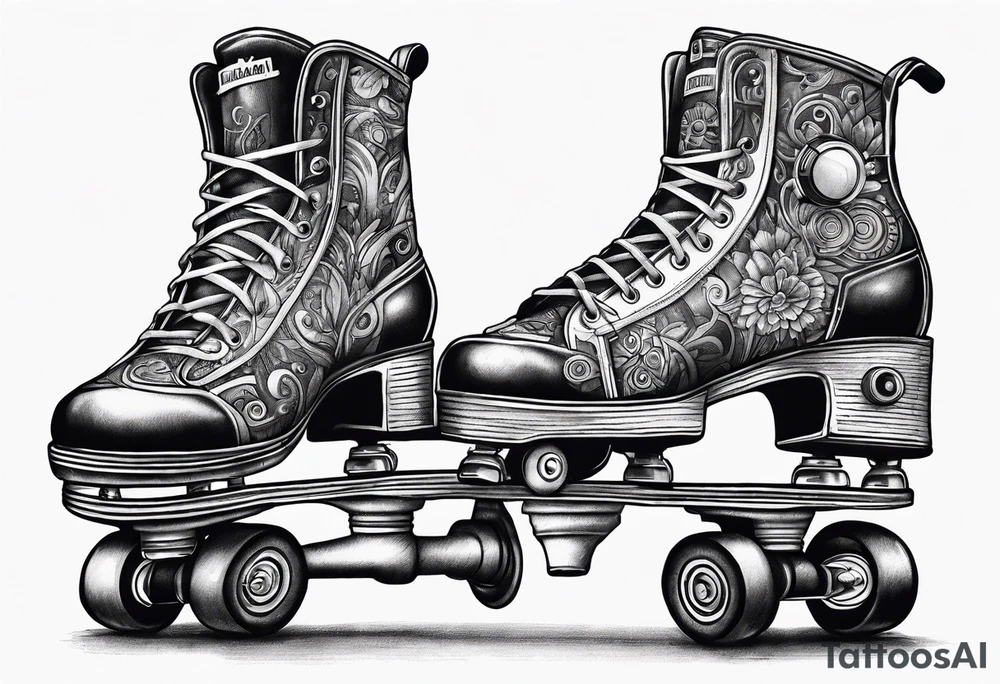 Rollerskates with boombox tattoo idea