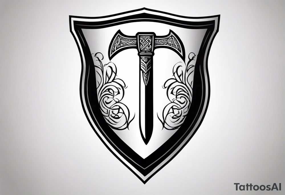 Valhalla shield  sword axe tattoo idea