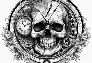 Skull, clock, stairs tattoo idea