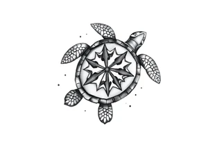 Turtle with trident pattern on its shell tattoo idea