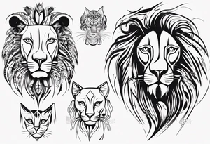 Lion with cat tattoo idea