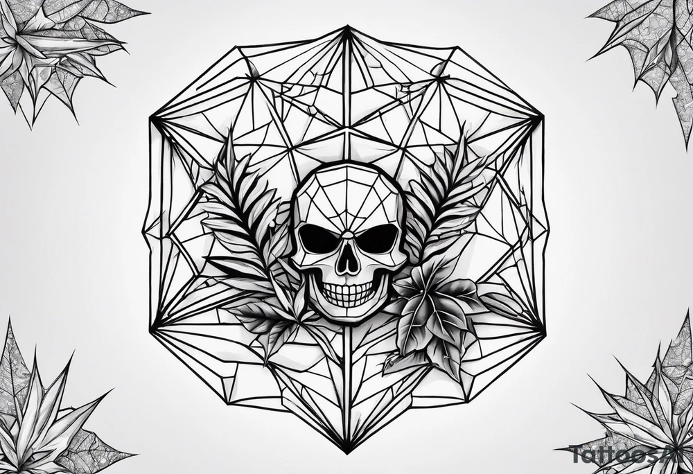 A diamond jewel with a pot leaf and a spiderweb tattoo idea