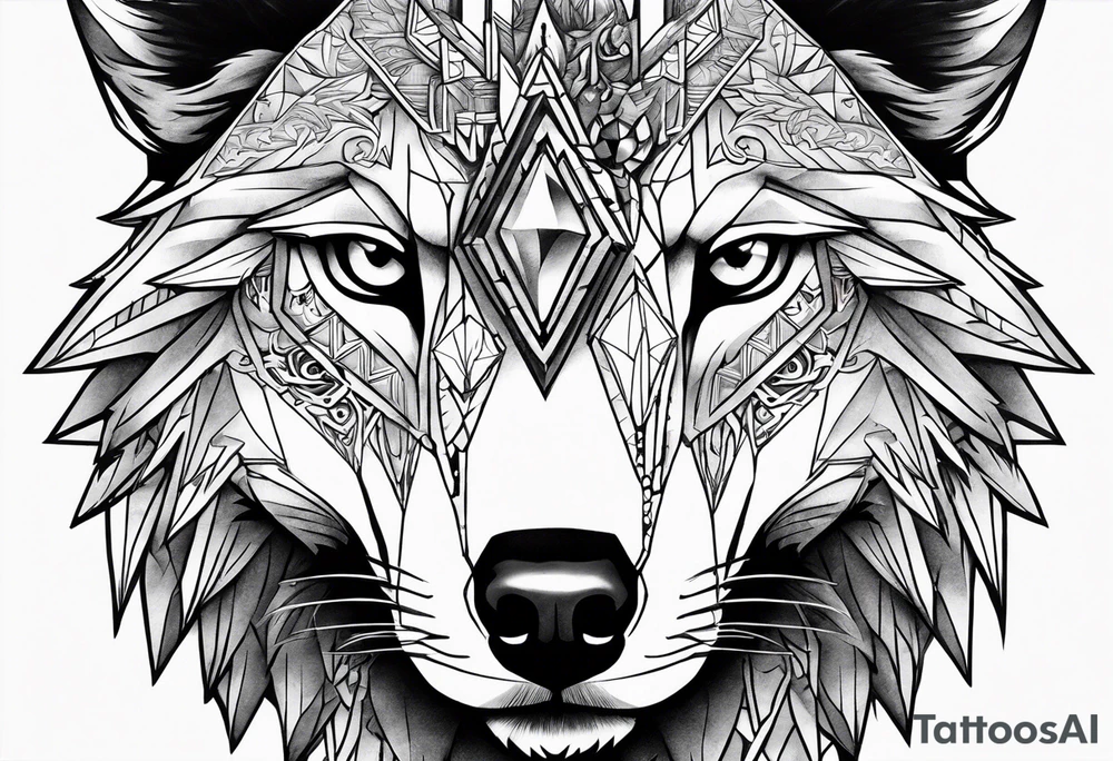 Legend of zelda link wolf in profile, in the center of his forhead is a diamond shape with a dot in the middle tattoo idea