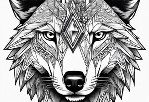 Legend of zelda link wolf in profile, in the center of his forhead is a diamond shape with a dot in the middle tattoo idea