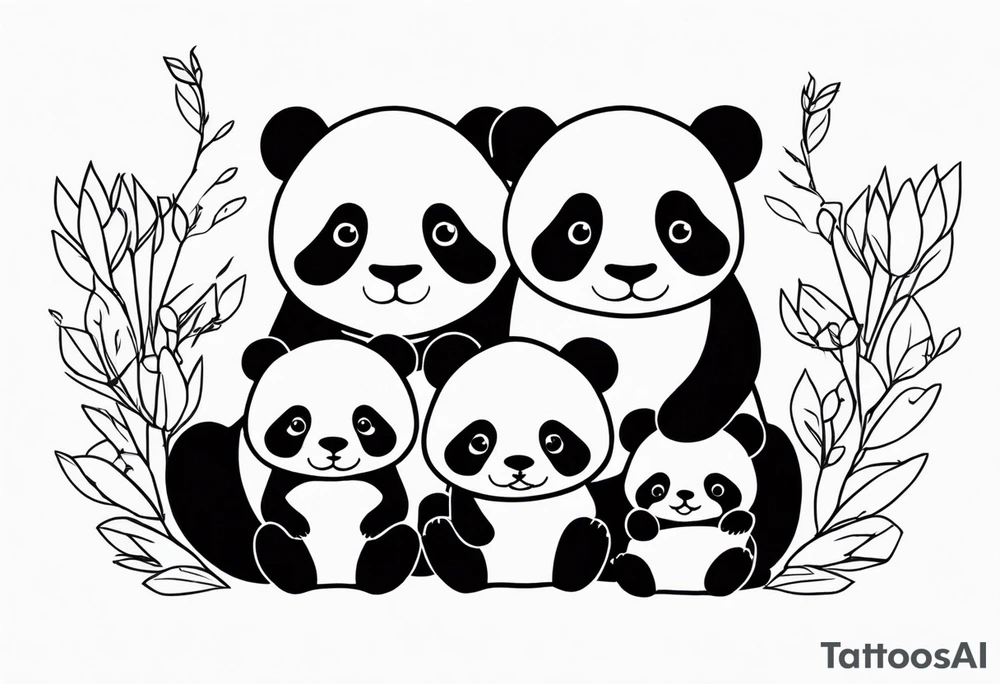cute panda family tattoo idea
