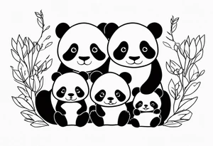 cute panda family tattoo idea