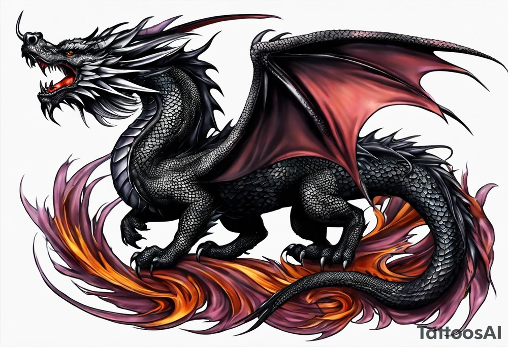 Black dragon. 4th Wing. tattoo idea