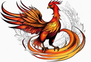 Proud Strong red orange phoenix tattoo idea
