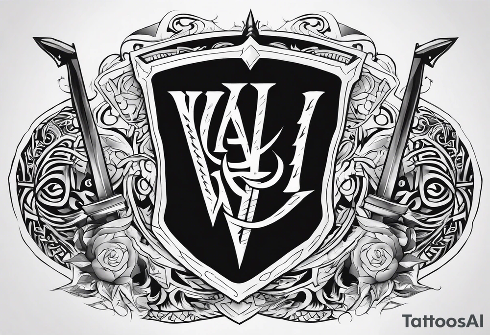 Valhalla sword shield steps tattoo idea