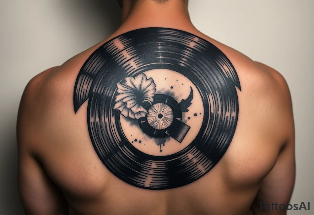 vinyl records with water color tattoo idea