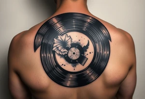 vinyl records with water color tattoo idea