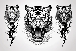 Tiger with lightning for a forearm sleeve tattoo idea