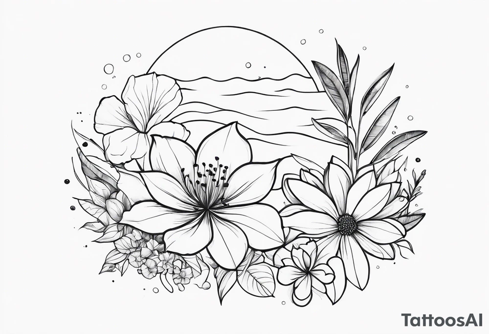 ocean flowers tattoo idea