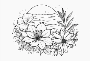 ocean flowers tattoo idea