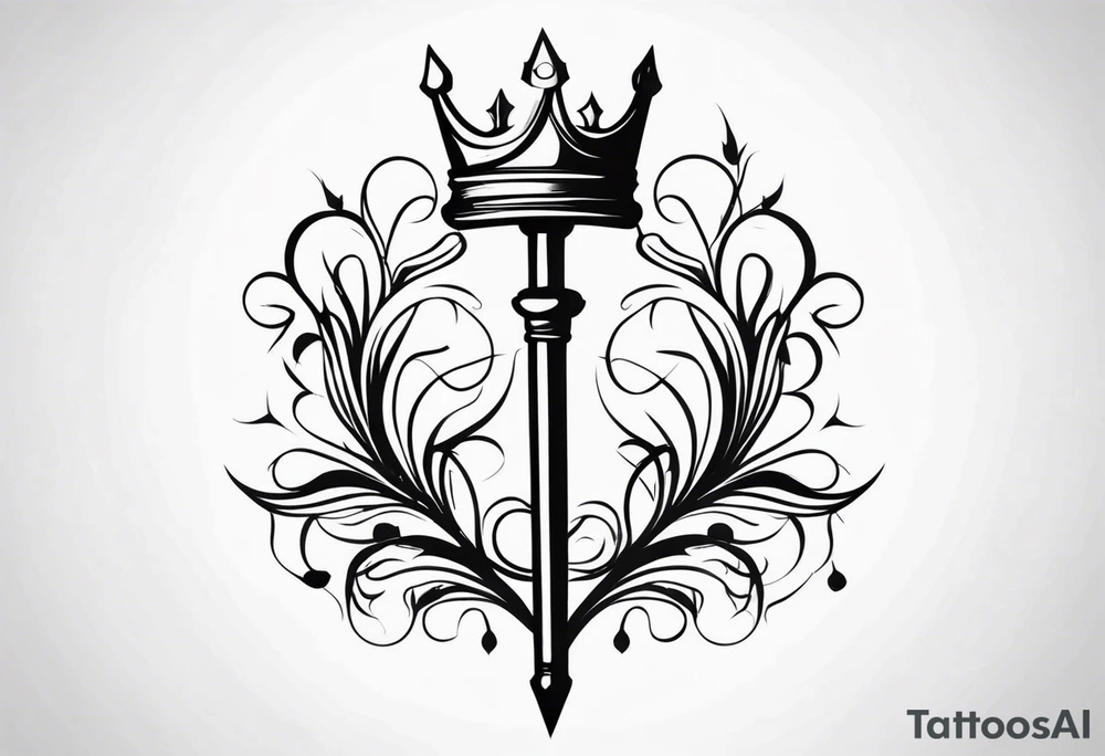 scepter with vines and a crown tattoo idea