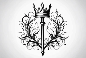 scepter with vines and a crown tattoo idea