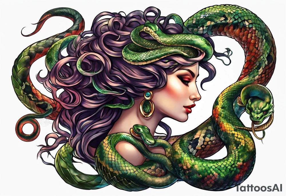Medusa with a head full of snakes tattoo idea