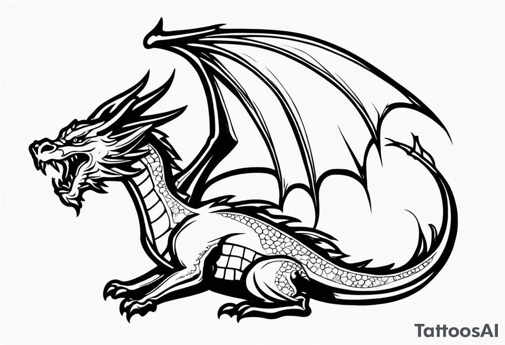 Old school dragon going up tattoo idea