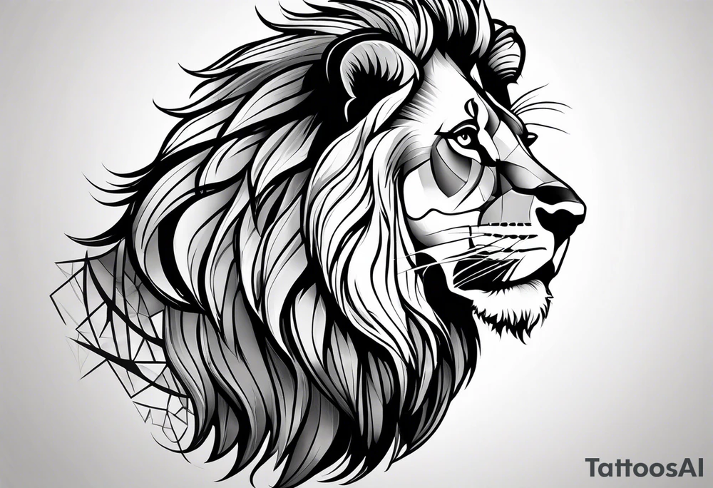 Courageous lion for my shoulder, side profile tattoo idea