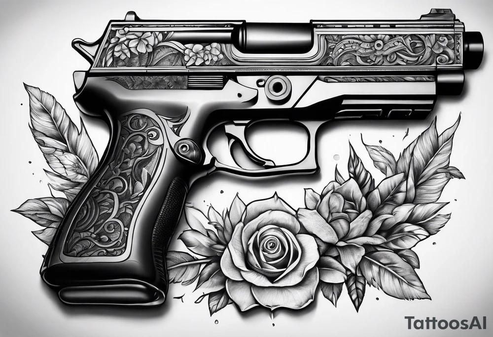 The letters AR with a pistol on each side tattoo idea