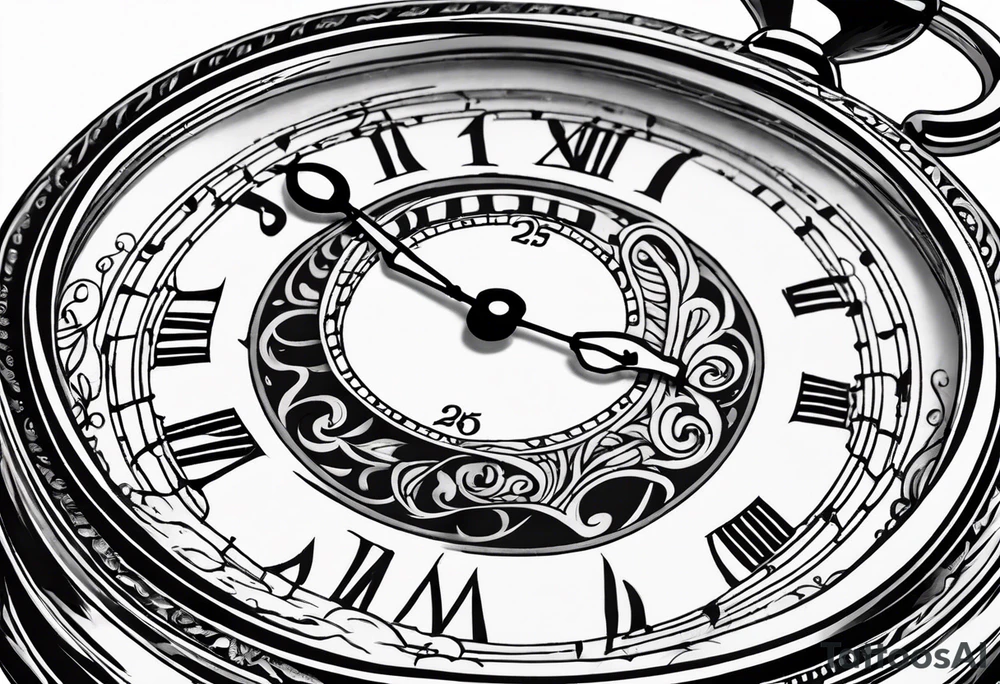 Pocket watch with chain and dates 28/08/1960-25/03/2024 written in it tattoo idea
