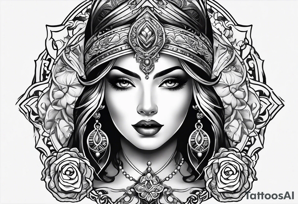 lady juctice emblem tattoo idea