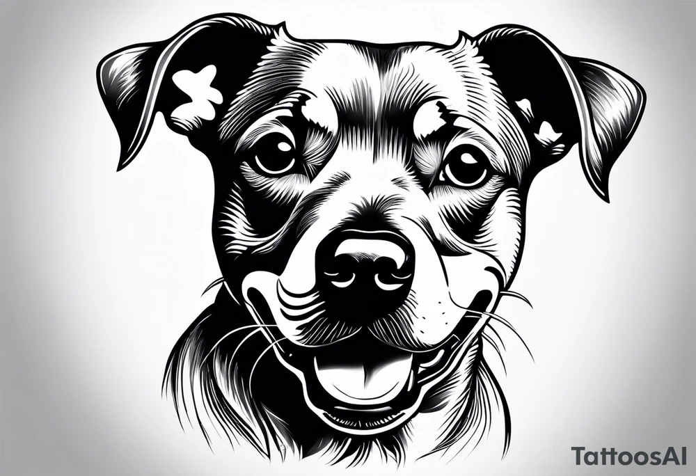 small dog tattoo minimal detail tattoo idea