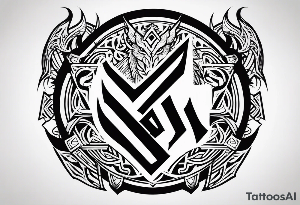 Valhalla sword shield dragon axe Valknut tribal tattoo idea Valhalla sword shield dragon axe Valknut tribal tattoo idea
