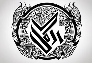 Valhalla sword shield dragon axe Valknut  tribal tattoo idea