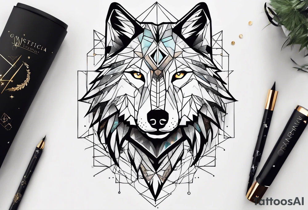 Constellation, two animal wolf, géométric tattoo idea