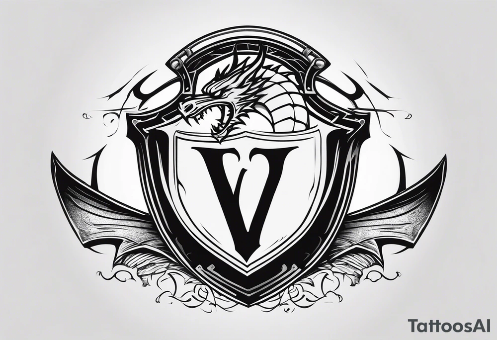 Valhalla sword shield dragon axe tattoo idea
