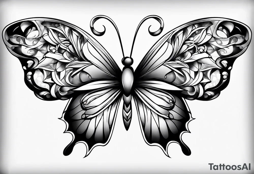Angel winged butterfly tattoo idea