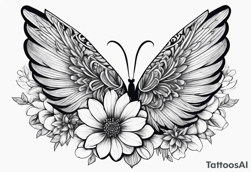wing, flower, tattoo idea
