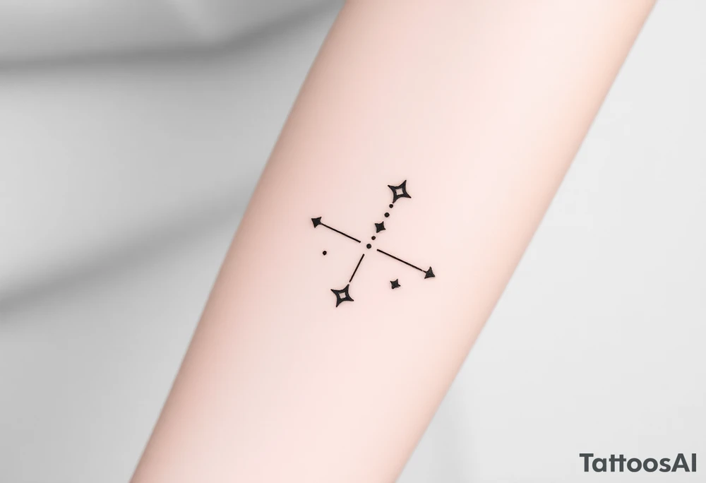 Can you design a few options for a meaningful minimal tattoo with dots, lines or stars that represents my kids? Three are living and two are deceased and I want something that represents that difference tattoo idea
