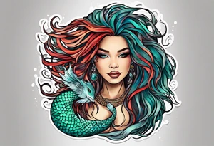 Mermaid dreadlocks tattoo idea