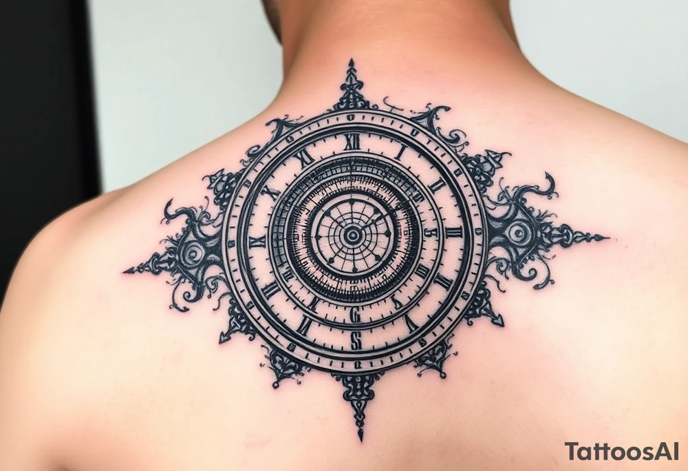 Space-time, universe, spiral clock tattoo idea