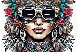 Mayan theme sunglasses tattoo idea
