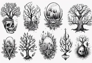 Bullet with tree brunches tattoo idea